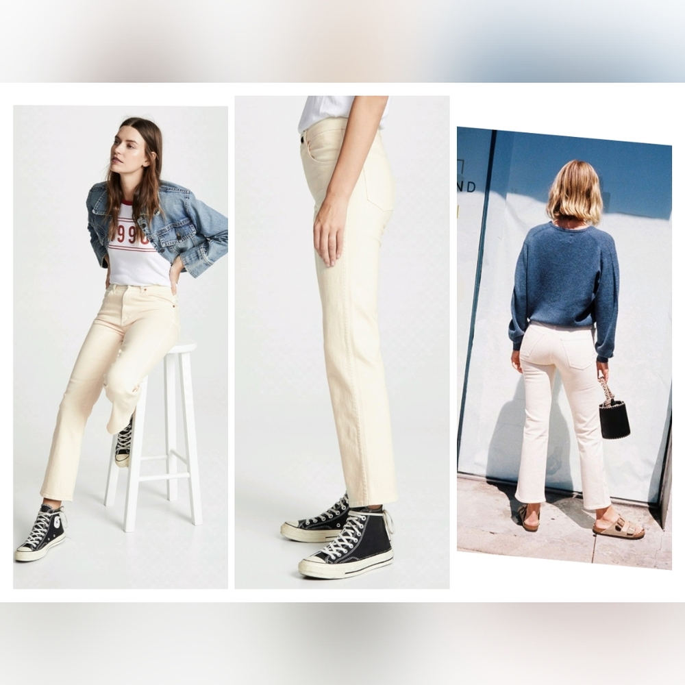 KHAITE Cream Bootcut Jeans